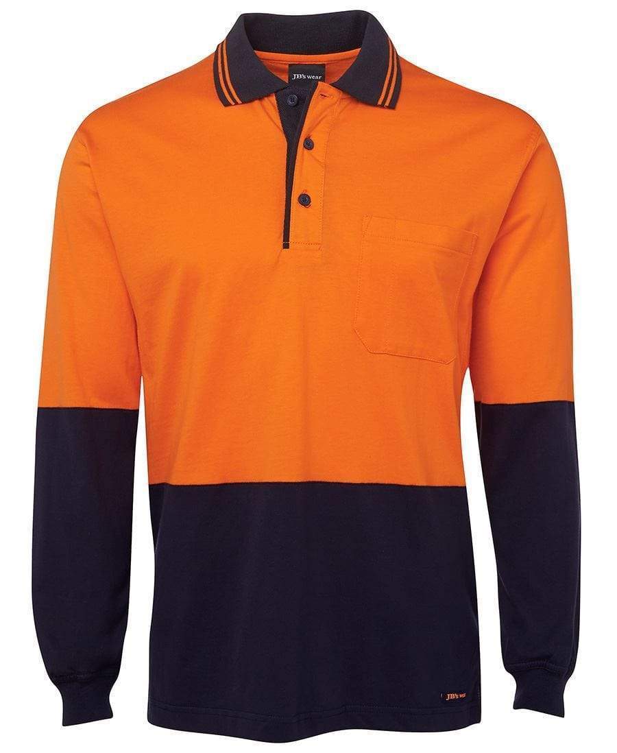 Jb's Wear Work Wear Orange/Navy / XS JB'S Hi-Vis Long Sleeve Cotton Polo 6CPHL