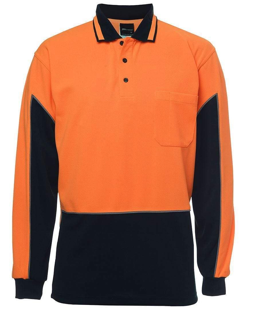 Jb's Wear Work Wear Orange/Navy / XS JB'S Hi-Vis Long Sleeve Gap Polo 6HVGL