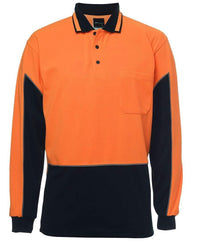 Jb's Wear Work Wear Orange/Navy / XS JB'S Hi-Vis Long Sleeve Gap Polo 6HVGL