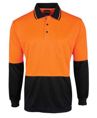 Jb's Wear Work Wear Orange/Black / XS JB'S Hi-Vis Long Sleeve Jacquard Polo 6HJNL