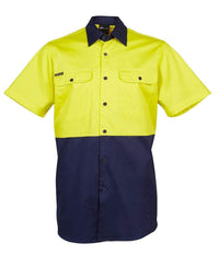 Jb's Wear Work Wear Yellow/Navy / S JB'S Hi-Vis Short Sleeve Shirt 6HWSS