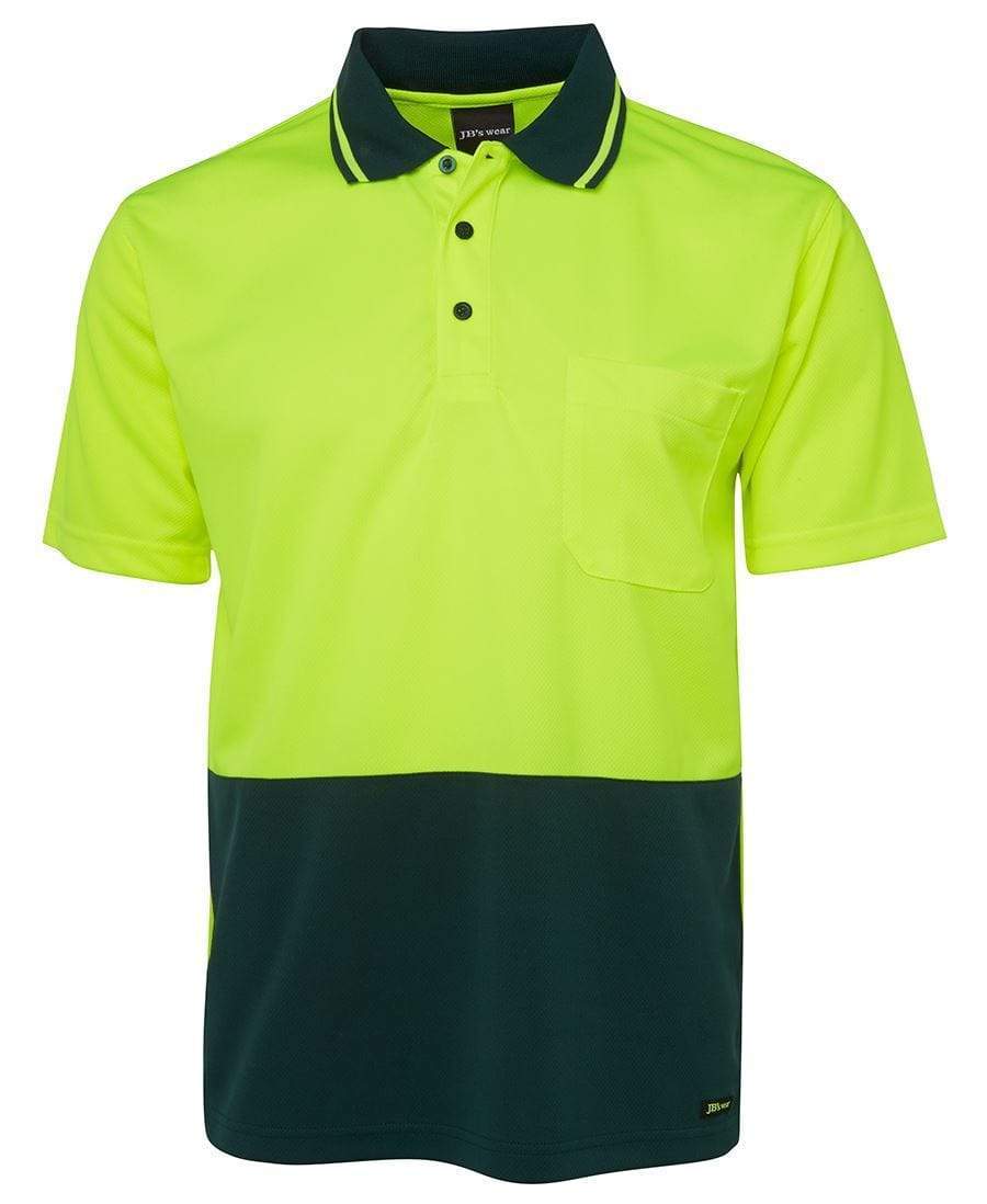 Jb's Wear Work Wear Lime/Bottle / XS JB'S Adults’ and Kids’ Hi-Vis Non-Cuff Traditional Polo 6HVNC