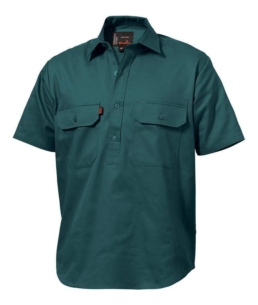 KingGee Work Wear Green / 2XS KingGee Closed Front Drill Shirt S/S K04060