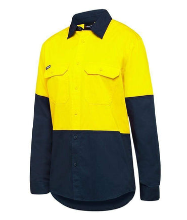 KingGee Stretch Splice Shirt  K04035 Work Wear KingGee Yellow/Navy 2XS 