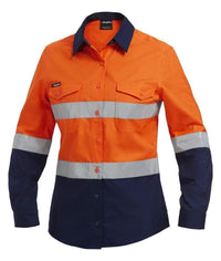 KingGee Work Wear Orange/Navy / 6 KingGee Workcool 2 Women's Reflective Spliced Shirt L/S K44544