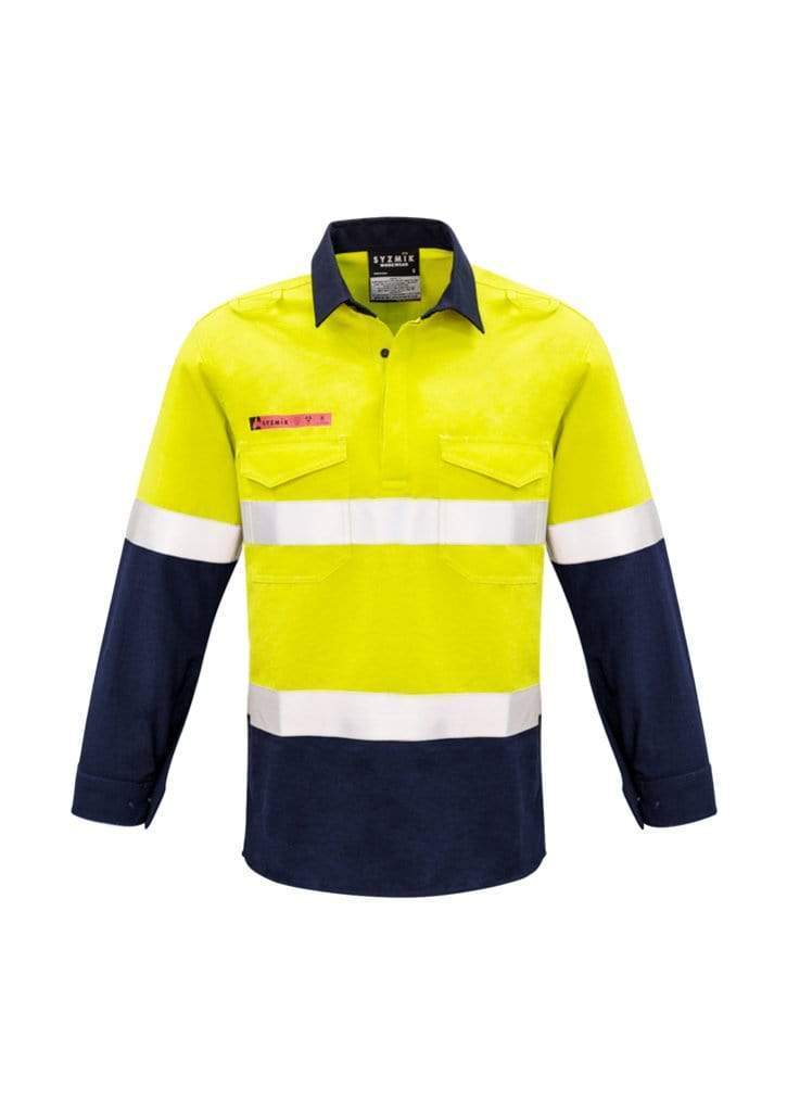 Syzmik Work Wear Yellow/Navy / S SYZMIK Men’s Closed Front Hoop Taped Spliced Shirt ZW133