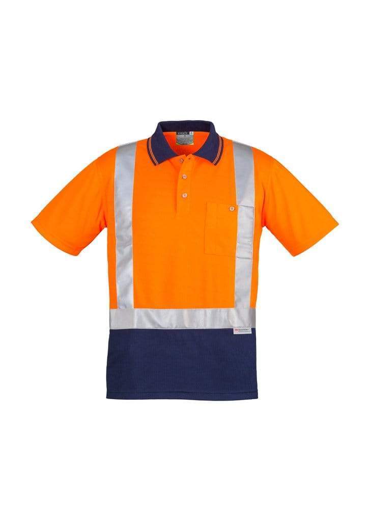 Syzmik Work Wear Orange/Navy / S Syzmik Men’s Hi Vis Spliced Polo - Short Sleeve Shoulder Taped ZH233