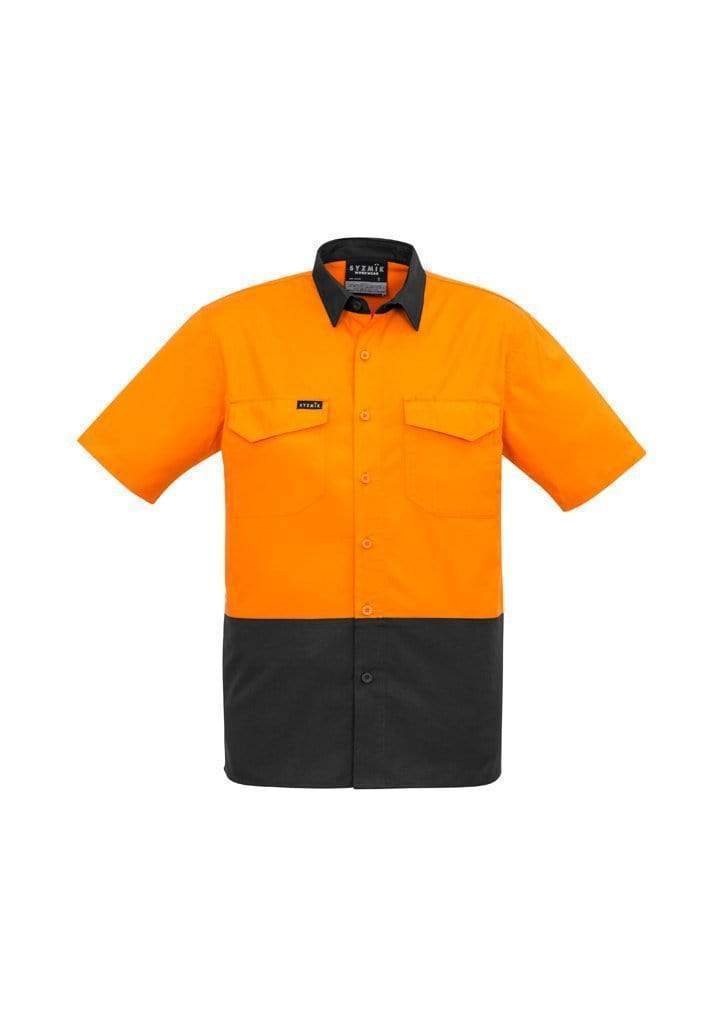 Syzmik Work Wear Orange/Charcoal / XXS SYZMIK Men’s Rugged Cooling Hi-Vis Spliced S/S Shirt ZW815