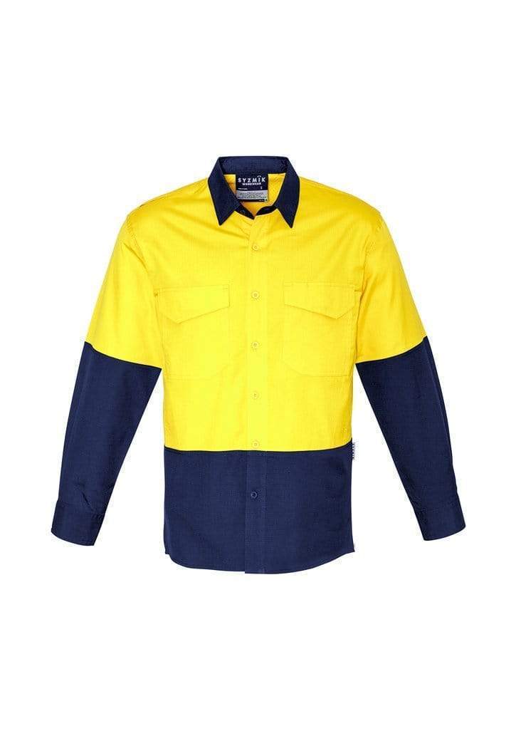 Syzmik Work Wear Yellow/Navy / 5XL SYZMIK Men’s Rugged Cooling Hi-Vis Spliced Shirt ZW128