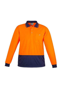 Syzmik Work Wear Orange/Navy / XXS Unisex Hi Vis Basic Spliced Polo - Long Sleeve ZH232