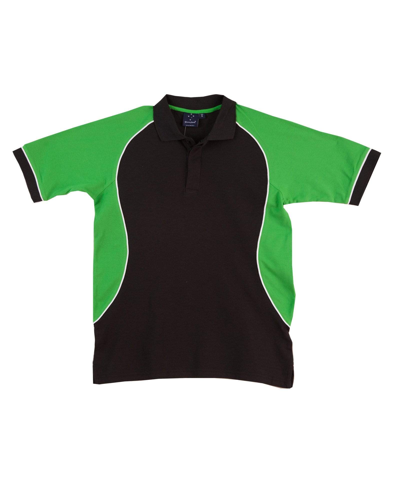 Winning Spirit Casual Wear Black/White/ Green / S Winning Spirit Arena Polo Shirt  Men's Ps77